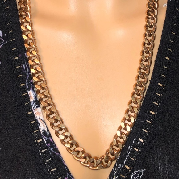 ♥️♥️♥️Vintage 333 8K Yellow Gold Filled Chunky Curb Chain Necklace 24” length - Picture 4 of 13